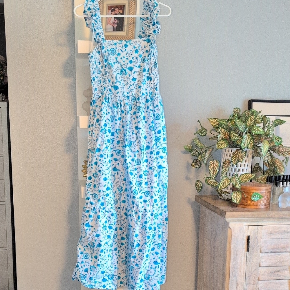 Draper James Floral Blue Maxi Dress